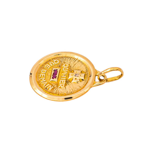 Augis Médaille d'amour - Pendentif en or jaune, rubis synthétiques et diamant 58 Facettes 5713473CN