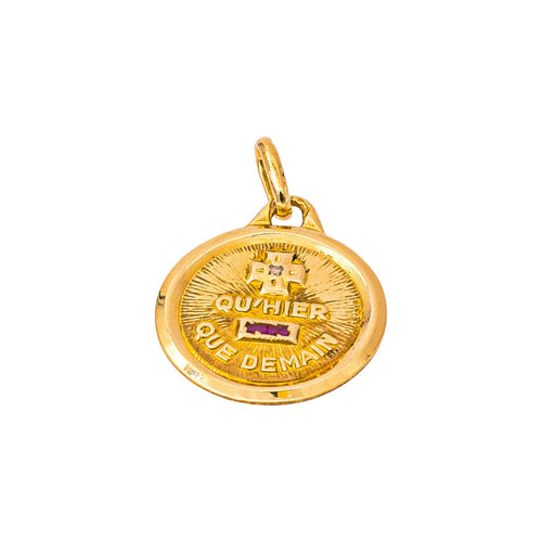Augis Médaille d'amour - Pendentif en or jaune, rubis synthétiques et diamant 58 Facettes 5713473CN