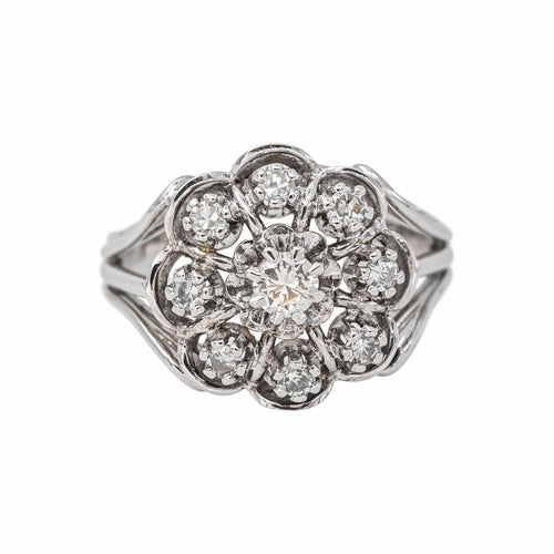 53 Marguerite - Bague en or blanc et diamants 58 Facettes 5283953CN