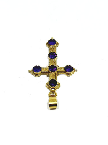 Croix - Pendentif en or jaune et améthystes 58 Facettes 1793072