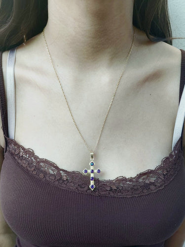 Croix - Pendentif en or jaune et améthystes 58 Facettes 1793072