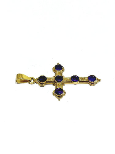 Croix - Pendentif en or jaune et améthystes 58 Facettes 1793072