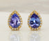 Boucles d'oreilles en or jaune 18 ct, tanzanites GFCO et diamants 58 Facettes E0033