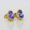 Boucles d'oreilles en or jaune 18 ct, tanzanites GFCO et diamants 58 Facettes E0033