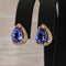 Boucles d'oreilles en or jaune 18 ct, tanzanites GFCO et diamants 58 Facettes E0033