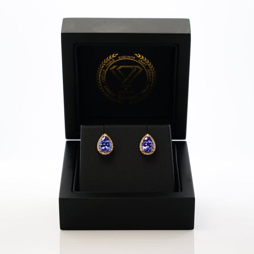 Boucles d'oreilles en or jaune 18 ct, tanzanites GFCO et diamants 58 Facettes E0033