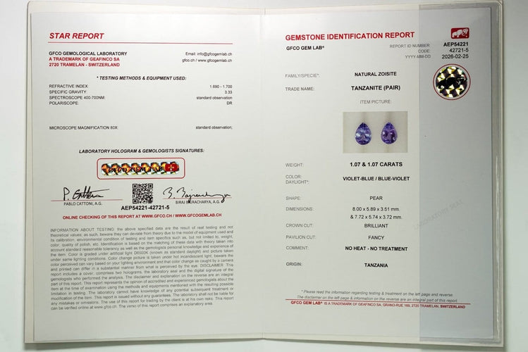 Boucles d'oreilles en or jaune 18 ct, tanzanites GFCO et diamants 58 Facettes E0033