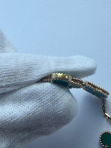 Bracelet Van Cleef & Arpels Vintage Alhambra - Bracelet 5 motifs en or blanc et calcédoine 58 Facettes 2684