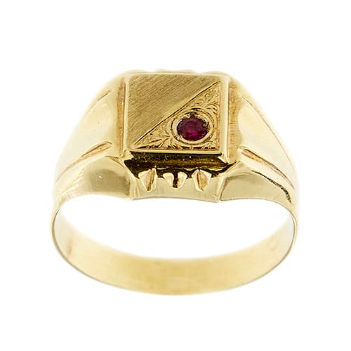 57 Chevalière homme en or jaune et rubis 58 Facettes 38245