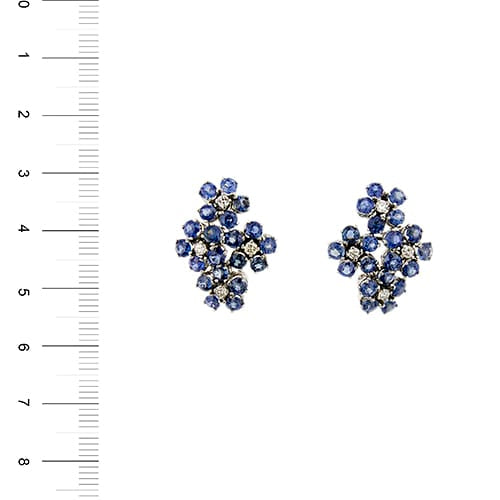 Boucles d'oreilles fleur en or blanc, saphirs et diamants 58 Facettes 39890