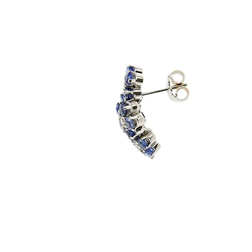 Boucles d'oreilles fleur en or blanc, saphirs et diamants 58 Facettes 39890