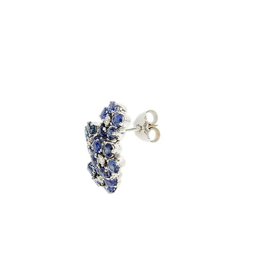 Boucles d'oreilles fleur en or blanc, saphirs et diamants 58 Facettes 39890
