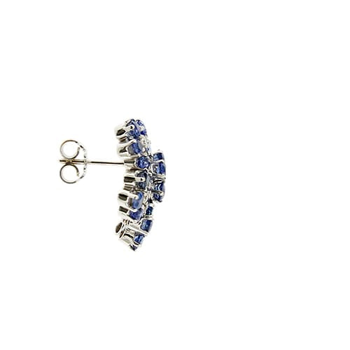 Boucles d'oreilles fleur en or blanc, saphirs et diamants 58 Facettes 39890