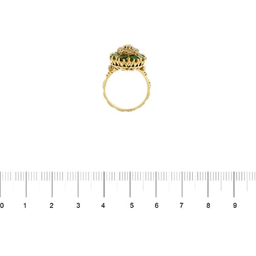 51 Bague fleur en or jaune, diamants et émeraudes 58 Facettes 40085