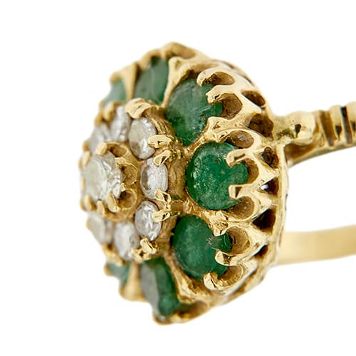 51 Bague fleur en or jaune, diamants et émeraudes 58 Facettes 40085
