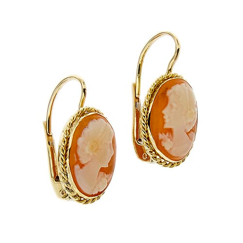 Boucles d'oreilles camée en or jaune 58 Facettes 34892