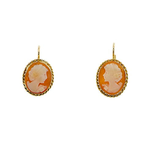 Boucles d'oreilles camée en or jaune 58 Facettes 34892