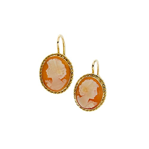 Boucles d'oreilles camée en or jaune 58 Facettes 34892