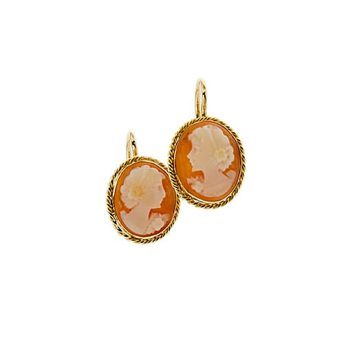 Boucles d'oreilles camée en or jaune 58 Facettes 34892
