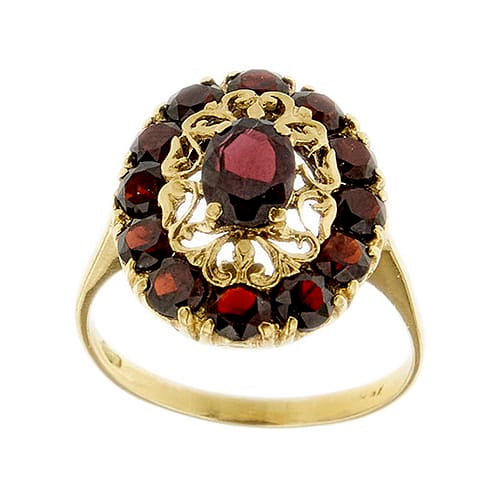 55 Bague en or jaune avec grenats 58 Facettes 36057