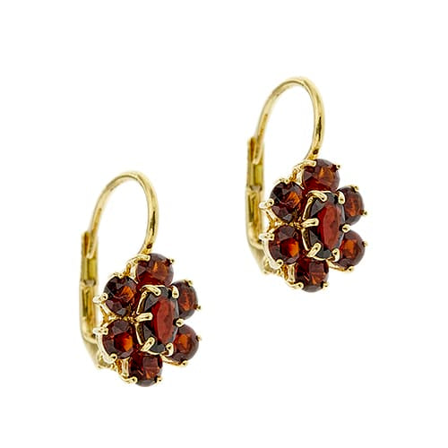 Boucles d'oreilles fleur en or jaune et grenats 58 Facettes 38480