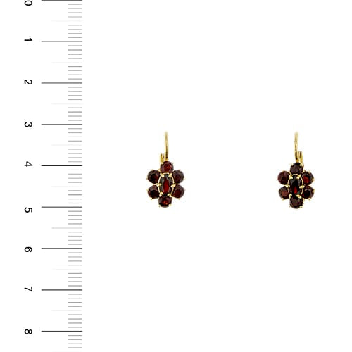 Boucles d'oreilles fleur en or jaune et grenats 58 Facettes 38480