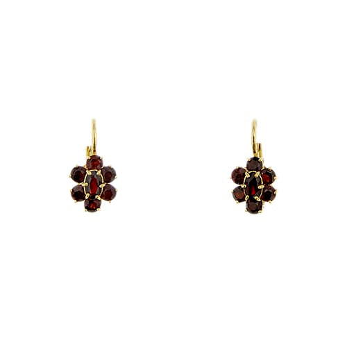Boucles d'oreilles fleur en or jaune et grenats 58 Facettes 38480