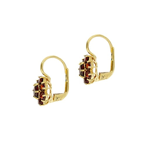 Boucles d'oreilles fleur en or jaune et grenats 58 Facettes 38480