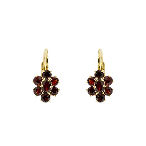 Boucles d'oreilles fleur en or jaune et grenats 58 Facettes 38480