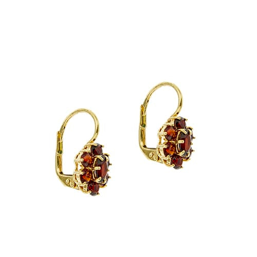 Boucles d'oreilles fleur en or jaune et grenats 58 Facettes 38480
