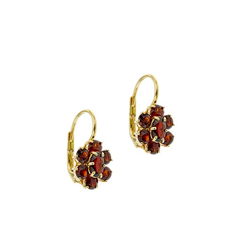 Boucles d'oreilles fleur en or jaune et grenats 58 Facettes 38480