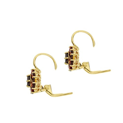 Boucles d'oreilles fleur en or jaune et grenats 58 Facettes 38480