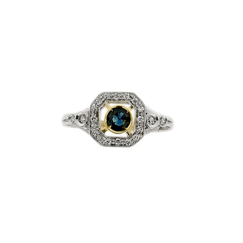 60 Bague Art déco en platine, or jaune, saphir et diamants 58 Facettes 39610