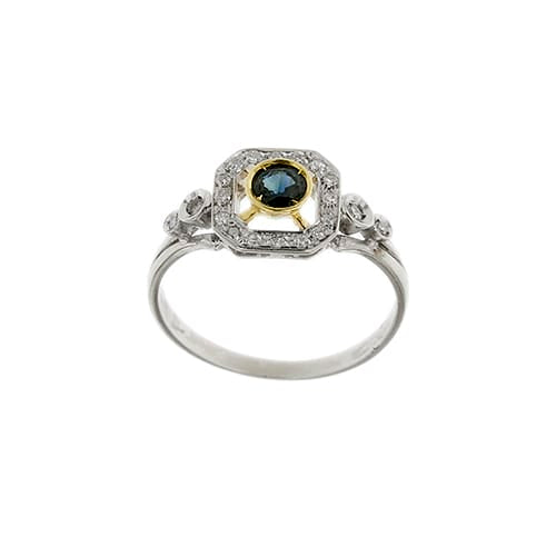 60 Bague Art déco en platine, or jaune, saphir et diamants 58 Facettes 39610
