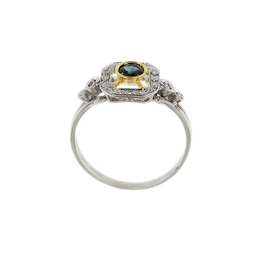 60 Bague Art déco en platine, or jaune, saphir et diamants 58 Facettes 39610