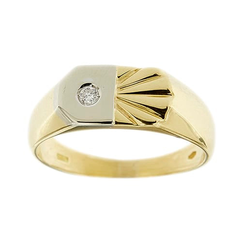 64 Bague homme en or jaune, or blanc et diamant 58 Facettes 39060