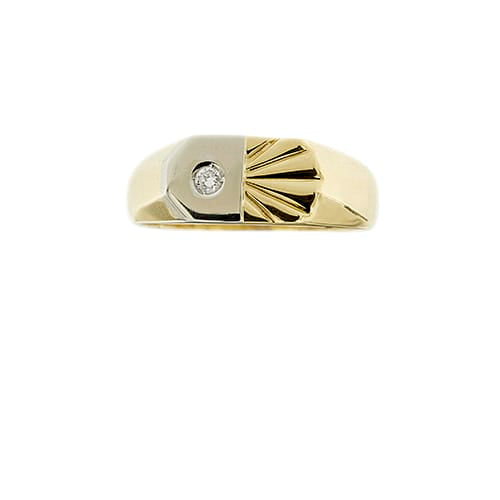 64 Bague homme en or jaune, or blanc et diamant 58 Facettes 39060