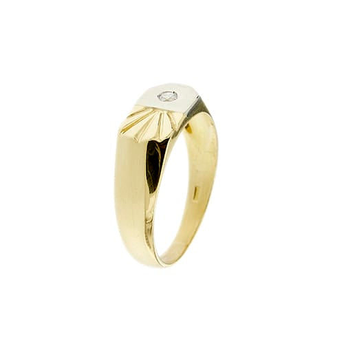 64 Bague homme en or jaune, or blanc et diamant 58 Facettes 39060