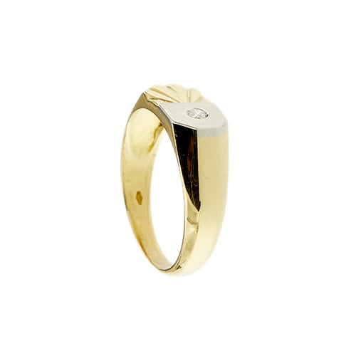 64 Bague homme en or jaune, or blanc et diamant 58 Facettes 39060