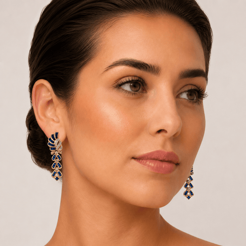 Boucles d'oreilles vintage en or 18 ct, saphirs et diamants 58 Facettes OR252 (00119)