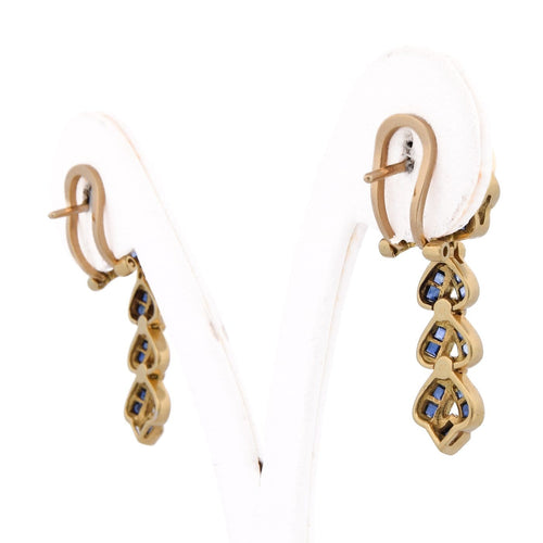 Boucles d'oreilles vintage en or 18 ct, saphirs et diamants 58 Facettes OR252 (00119)