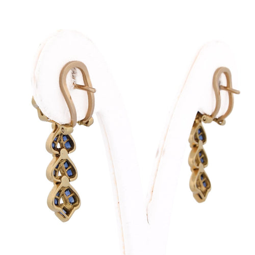 Boucles d'oreilles vintage en or 18 ct, saphirs et diamants 58 Facettes OR252 (00119)