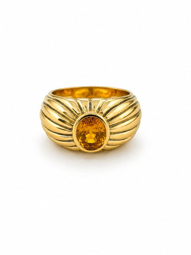 49 Bague jonc godronnée en or jaune 18 carats et saphir jaune 58 Facettes 90998-ac13140