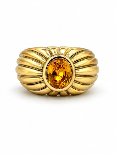 49 Bague jonc godronnée en or jaune 18 carats et saphir jaune 58 Facettes 90998-ac13140
