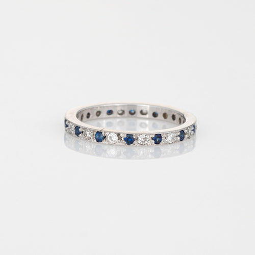 Bague 48 Bague alliance éternité diamants et saphirs en or blanc 14k 58 Facettes G12720