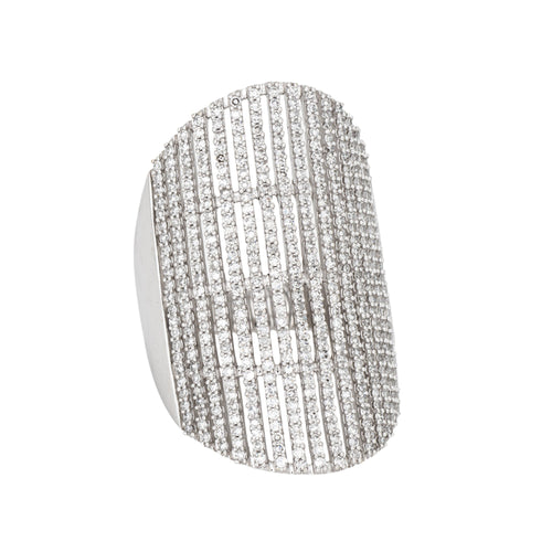 Bague 56 Bague bandeau extra large en or blanc 14 carats et diamants 2,80 ct 58 Facettes G14177