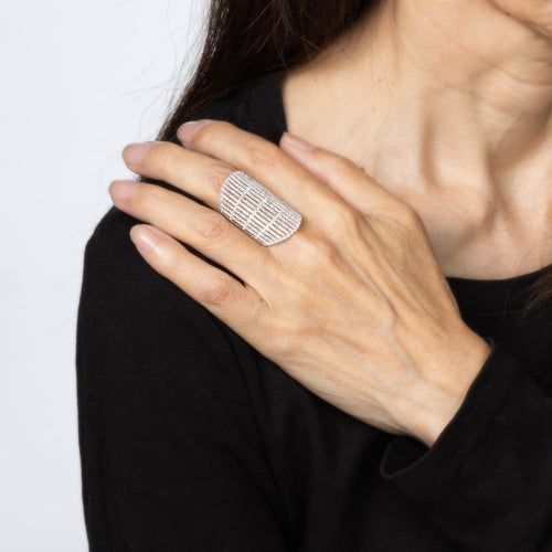 Bague 56 Bague bandeau extra large en or blanc 14 carats et diamants 2,80 ct 58 Facettes G14177