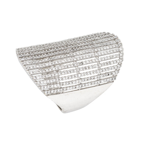Bague 56 Bague bandeau extra large en or blanc 14 carats et diamants 2,80 ct 58 Facettes G14177