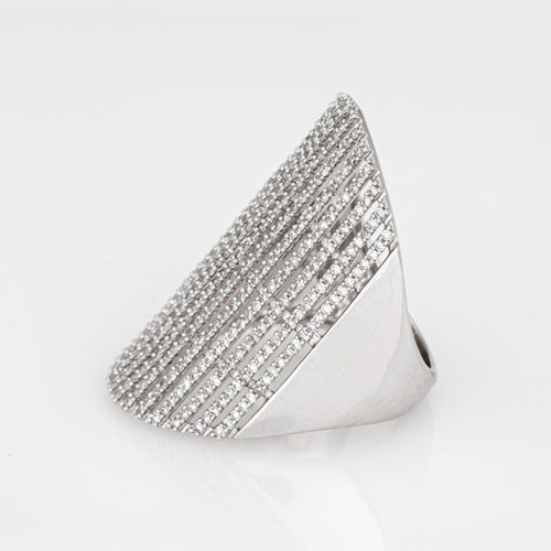 Bague 56 Bague bandeau extra large en or blanc 14 carats et diamants 2,80 ct 58 Facettes G14177
