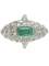 Belle Époque - Bague navette en platine, émeraude et diamants